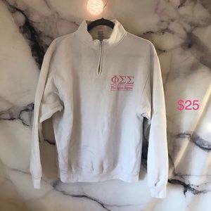 Phi Sigma Sigma White Quarter Zip Sweater